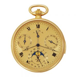 French 18k yellow gold complicated keyless pocket watch Circa 1932