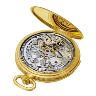 French 18k yellow gold complicated keyless pocket watch Circa 1932