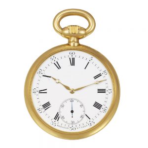 French 18k gold watch with rock crystal back Circa 1920
