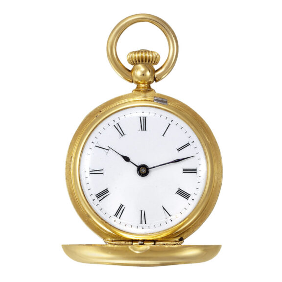 Swiss gold half hunting miniature pendant watch Circa 1867