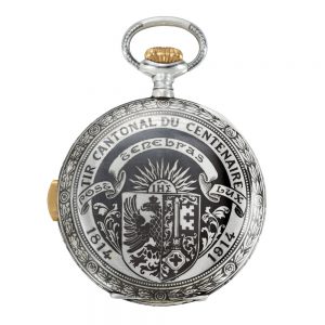 Swiss nielloed silver quarter repeating keyless pocket watch Circa 1914