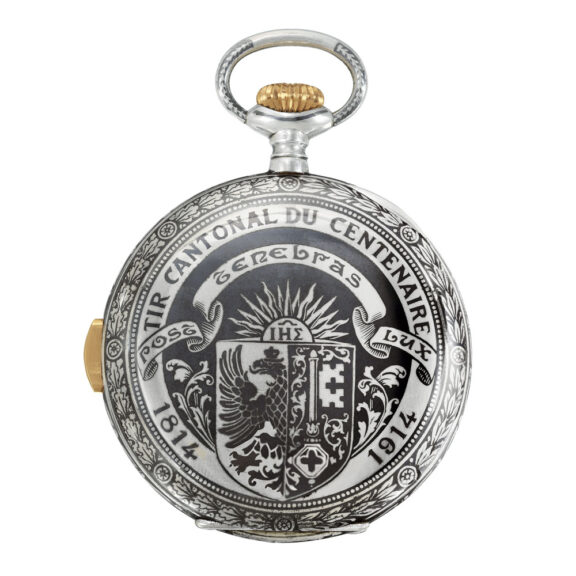 Swiss nielloed silver quarter repeating keyless pocket watch Circa 1914