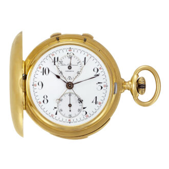 Swiss 18K gold minute repeating keyless pocket watch Circa 1910