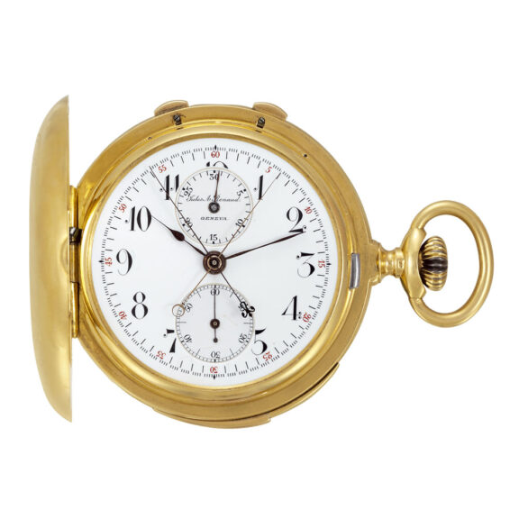 Swiss 18K gold minute repeating keyless pocket watch Circa 1910