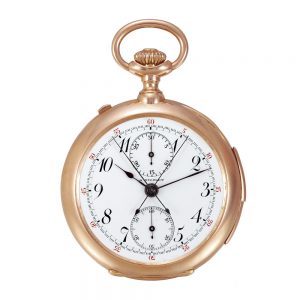 Swiss 18K pink gold split-seconds chronograph watch Circa 1900