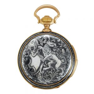 Swiss nielloed silver, gold repeating keyless pocket watch Circa 1890