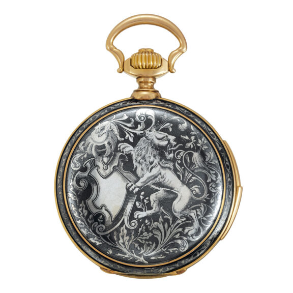 Swiss nielloed silver, gold repeating keyless pocket watch Circa 1890