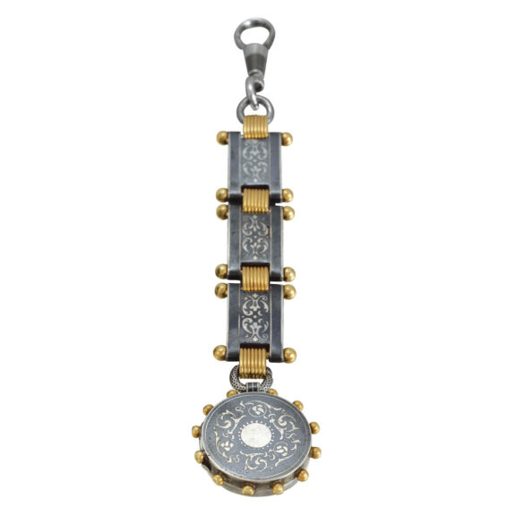 Swiss nielloed silver, gold repeating keyless pocket watch Circa 1890 Swiss nielloed silver, gold repeating keyless pocket watch Circa 1890