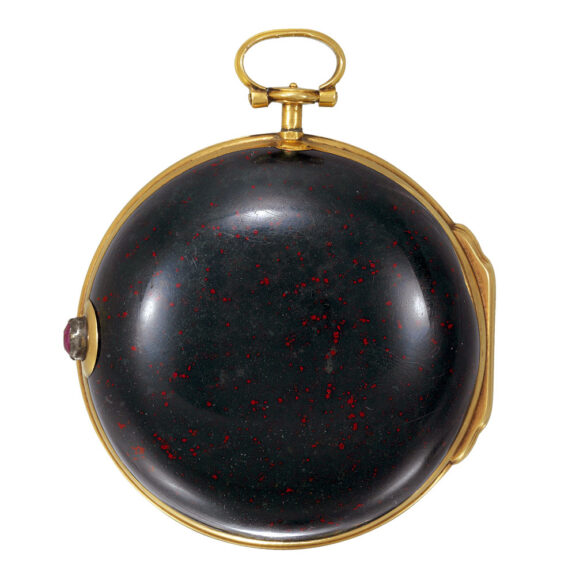 Italian 22k gold-mounted bloodstone and ruby pocket watch Circa 1760