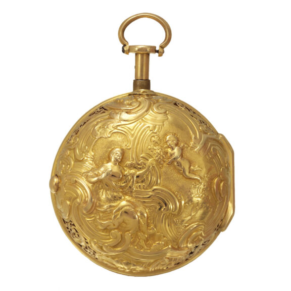 Swiss 20 carat gold repoussé repeater à tact pocket watch Circa 1760