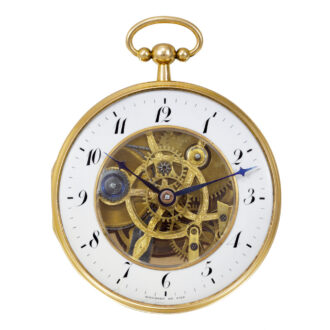 Swiss gold watch with visible skeletonized movement Circa 1820