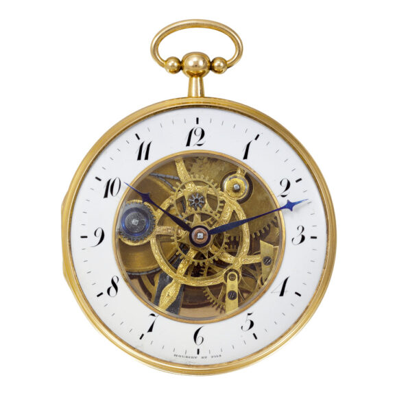 Swiss gold watch with visible skeletonized movement Circa 1820