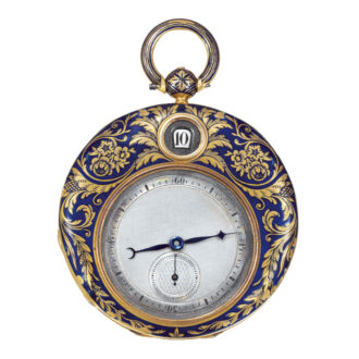 Fine French gold and champlevé enamel cylinder watch Circa 1830