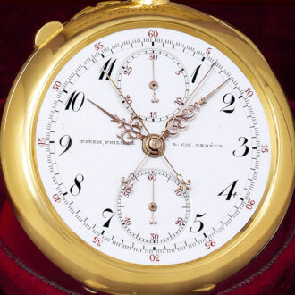 Swiss gold split-seconds chronograph pocket watch Circa 1905
