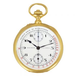 Swiss gold chronograph with pulsometer scale Circa 1913