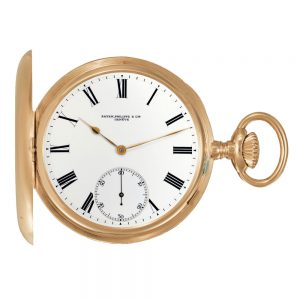 Large Swiss 18K pink gold hunting cased pocket watch Circa 1898