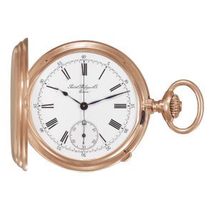 Swiss 18K pink gold keyless watch with chronograph Circa 1885