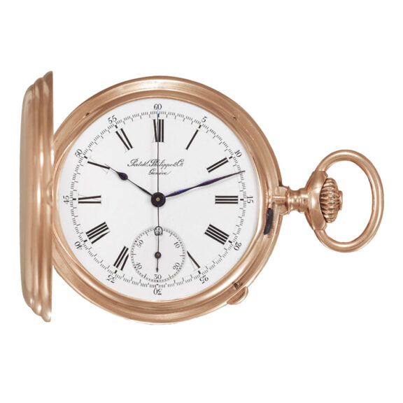 Swiss 18K pink gold keyless watch with chronograph Circa 1885