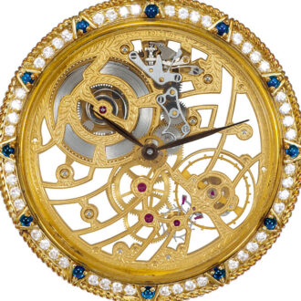 Elegant Swiss 18k gold skeletonized keyless dress watch Circa 1980