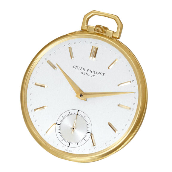 Swiss 18k gold dress watch with a gold chain Circa 1951