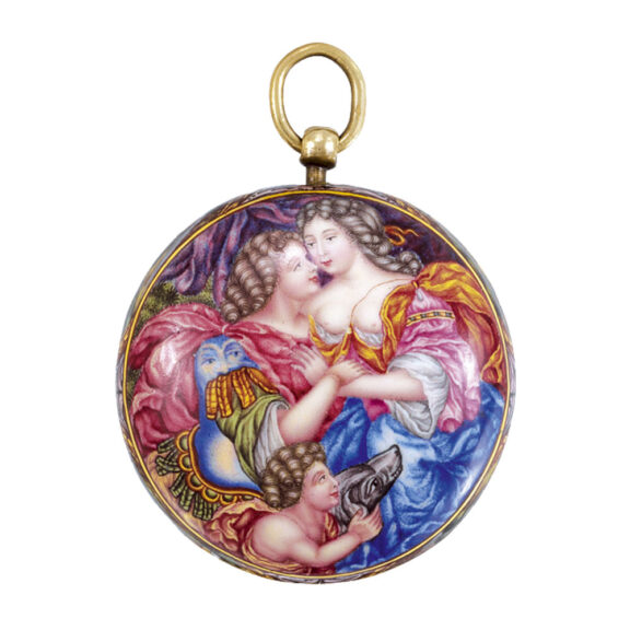 Swiss 21 Carat gold and enamel single handed pocket watch Circa 1685
