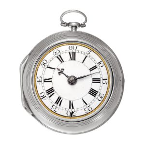 Fine English silver pair-cased verge pocket watch Circa 1712