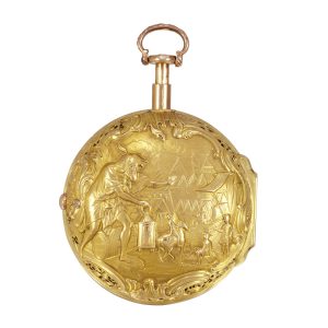 Tsjechisch 22k gold repeater with repoussé decoration Circa 1740