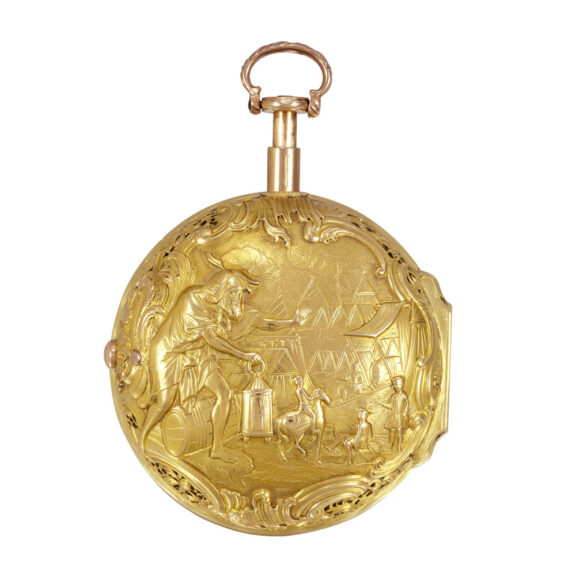 Tsjechisch 22k gold repeater with repoussé decoration Circa 1740