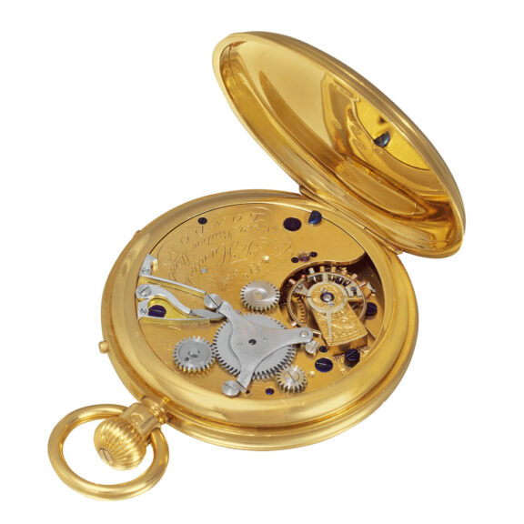 English gold half-hunting cased with split-seconds Circa 1861 English gold half-hunting cased with split-seconds Circa 1861