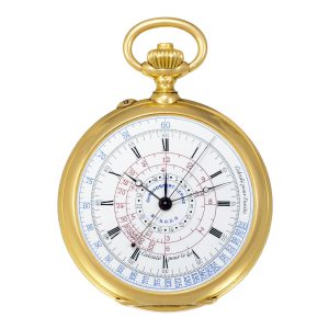 French 18K gold keyless chronograph pocket watch Circa 1900