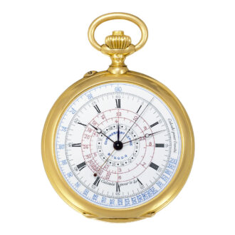 French 18K gold keyless chronograph pocket watch Circa 1900