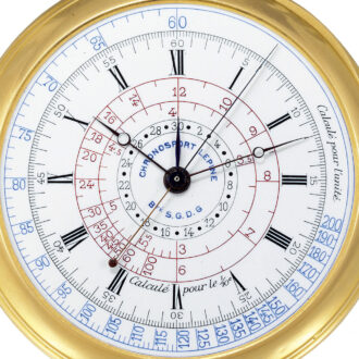 French 18K gold keyless chronograph pocket watch Circa 1900