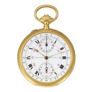 Unusual French 18k gold chronograph dress watch Circa 1900