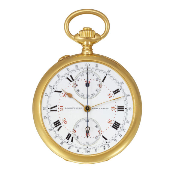 Unusual French 18k gold chronograph dress watch Circa 1900