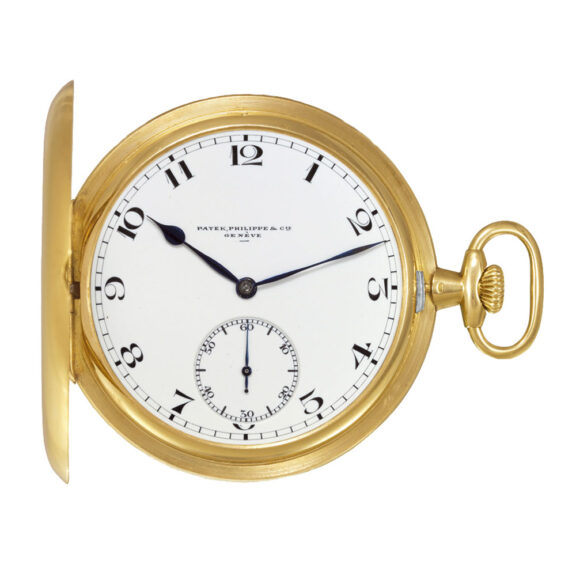 Swiss 18k yellow gold hunting cased keyless dress watch Circa 1919