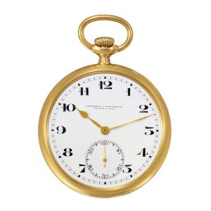 Swiss 18k yellow gold open faced keyless dress watch Circa 1931