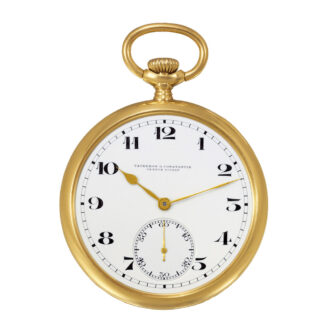 Swiss 18k yellow gold open faced keyless dress watch Circa 1931