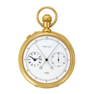 American gold pocket watch with split-seconds chronograph circa 1890
