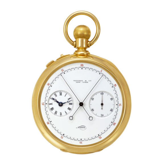 American gold pocket watch with split-seconds chronograph circa 1890