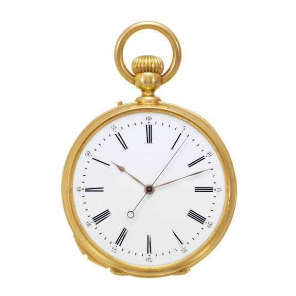 Swiss 18k gold watch with independent dead seconds circa 1875