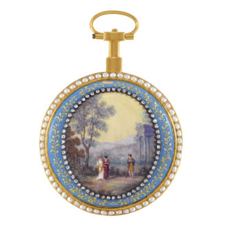 French gold enamel watch with pearls and diamonds Circa 1790
