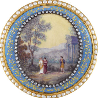 French gold enamel watch with pearls and diamonds Circa 1790
