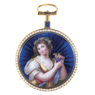 Swiss 18k gold enamel pocket watch with pearls-set Circa 1790