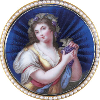 Swiss 18k gold enamel pocket watch with pearls-set Circa 1790