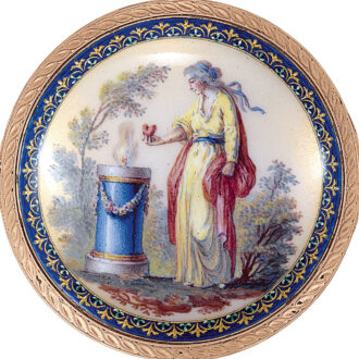 German 18k gold and enamel lady's watch with date Circa 1780