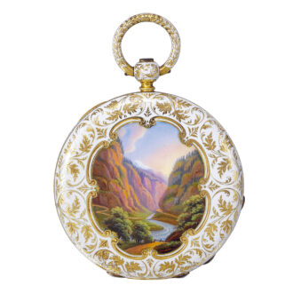 Swiss 18 carat gold and enamel lady's pendant watch Circa 1840