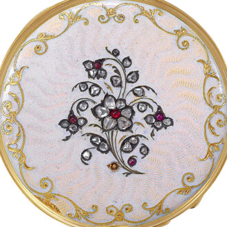 Swiss 18 carat gold, diamond-set and enamel fob watch Circa 1840