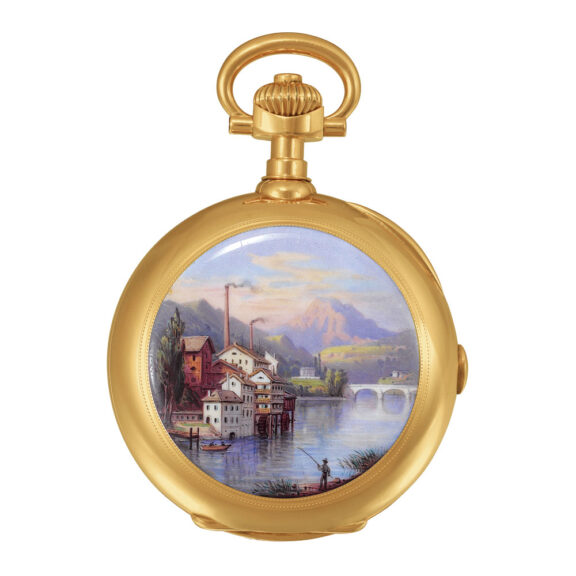 Swiss 14k gold and polychrome enamel watch Circa 1891