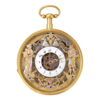 Swiss gold skeletonized repeating automaton watch Circa 1815