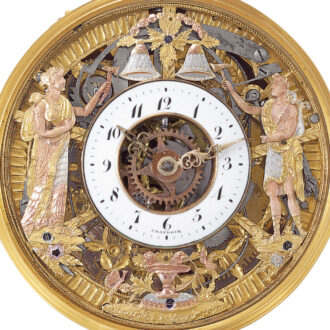 Swiss gold skeletonized repeating automaton watch Circa 1815